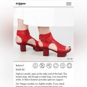 Trippen red leather block heel shoe size 38